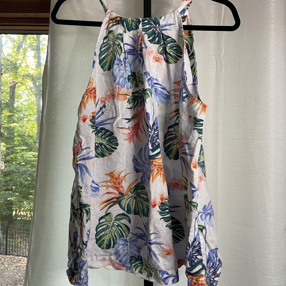 Tommy Bahama White Tropical Leaf Halter Camisole